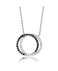 Колье из стерлингового серебра с покрытием из белого золота с двойным контуром кубического циркония Genevive, white