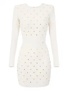 Мини-платье с пуговицами и ромбовидным узором Elisabetta Franchi, белый