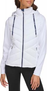 Женская гибридная куртка-пуховик Tommy Hilfiger с капюшоном и отверстиями для больших пальцев, Winter White