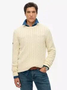 Джемпер Superdry Cotton Classic Cable Knit Crew, кремовый