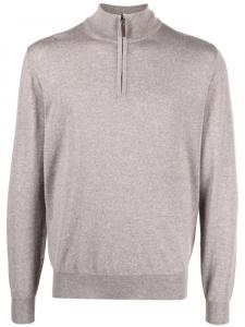 Canali джемпер из шерсти мериноса с молнией, коричневый