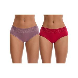 2 пачки женских кружевных трусиков мид-вайст Inspire Chic, Purple Red