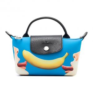 Сумка-шопер LONGCHAMP из переработанного полиэстера ToilerPaper Collaboration, синяя, женская