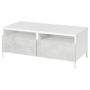 Журнальный столик с ящиками BESTÅ IKEA, 120x58 см, цвет white kallviken/light grey concrete effect