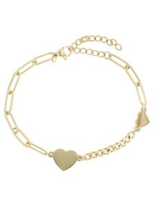Adeliás Женский браслет в форме сердца из нержавеющей стали, 18 см, золотой
