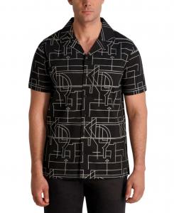 Мужская тканая рубашка с воротником-стойкой KARL LAGERFELD PARIS, Black