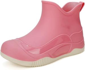 Женские и мужские ботинки Deck, водонепроницаемые, противоскользящие, резиновые черевики Chelsea до щиколотки Lghlmcl, розовый