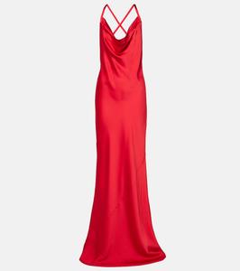 Атласное платье с открытой спиной Norma Kamali, Tiger Red