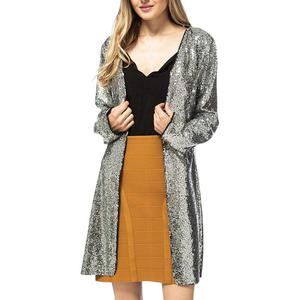 Женская коктейльная верхняя одежда с открытой передней частью и пайетками Anna-Kaci, цвет Silver