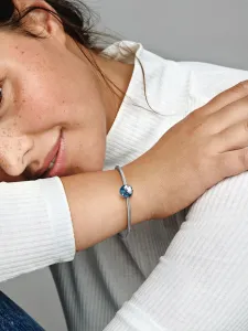 Подвеска-клипса «Голубой глобус» Pandora, серебро