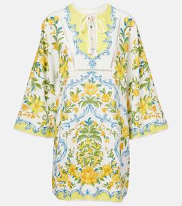 Печатное мини-платье Farm Rio, Sicily Off-White