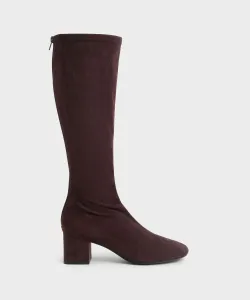 Длинные сапоги на блочном каблуке Charles & Keith, цвет Darkbrown