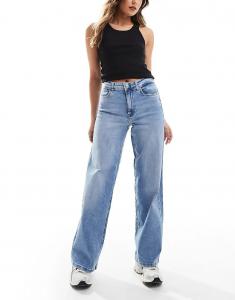 джинсы Madison с высокой посадкой и широкими штанинами светло-голубого цвета