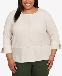 Комплект Mount Laurel Heat с декоративным однотонным топом больших размеров Alfred Dunner, коричневый/бежевый