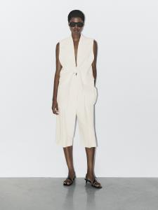 Элегантный жилет с бантом - студия Massimo Dutti, кремовый