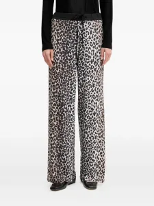 Брюки с завязками и анималистичным принтом Oui, бежевый