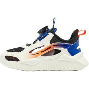 Нескользящие износостойкие низкие детские кроссовки для повседневной носки для детей от 3 до 7 лет QIAODAN, черный/бежевый