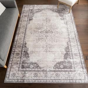 Ковер nuLOOM, 183 x 275 см, с моющейся поверхностью, водонепроницаемый, устойчивый к пятнам, с противоскользящей основой для гостиной, спальни, кухни, столовой, цвет Winnie Ivory