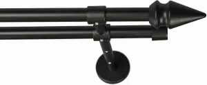 Карниз для штор GARESA "SPYRNA", 2 направляющие, желаемая длина, комплект для штор, выдвижной, наконечник, без колец 280 см, Ø16мм, черный