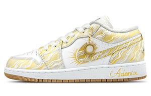Jordan Air 1 устойчивые к истиранию низкие баскетбольные кроссовки Unisex Gold