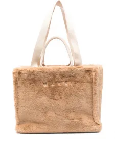 Сумка-тоут с вышитым логотипом Marni, коричневый