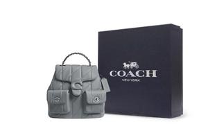 Сумка-рюкзак из овчины Tabby Trumpets для женщин серо-голубой COACH