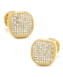 Запонки из нержавеющей стали с белыми кристаллами в технике паве Cufflinks Inc, Gold