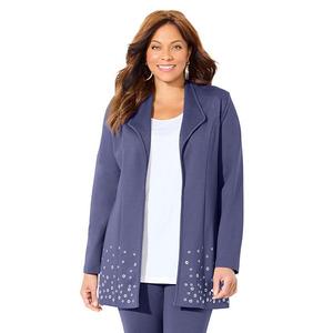 Женская куртка plus size black label grommet ponte Catherines, Deep Dusk