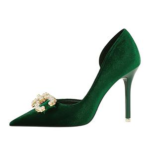 QITUMAUL Зеленые женские туфли на тонком каблуке 10,5 см, цвет Green[Heel Height 10.5cm]