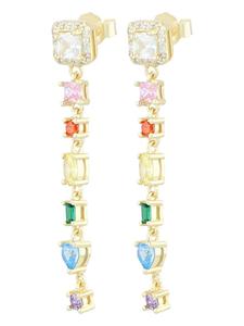 Adeliás Женские серьги - серьги-гвоздики из серебра 925 пробы с кубическим цирконием в золотой оправе