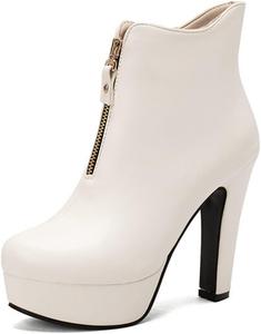 Женские платформенные ботильоны Chelsea с круглым носком, молнией и высоким каблуком, модные осенние ботильоны JMdfcqer, White