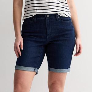 Женские джинсовые шорты-бермуды с манжетами Sonoma Goods For Life, Super Dark Wash