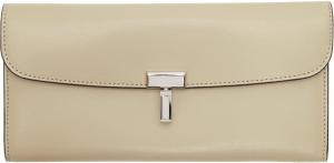 Бежевый кожаный кошелек с замком T-Lock TOTEME