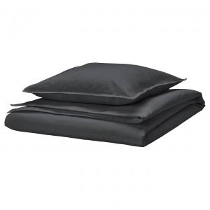 Пододеяльник и наволочка, антрацит, 150x200/50x60 см Rundhagtorn IKEA