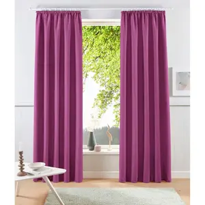 Мой дом Занавес Raja, шторы с рюшами, шторы для гостиной Рюш 2 шт., комплект из 2-х, бестселлер, однотонные, современные, неприхотливые, микрофибра My Home, Beere