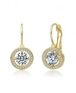 Серьги с застежкой-русалкой, покрытые 14-каратным золотом и круглыми цветными кубическими цирконами Rachel Glauber, white