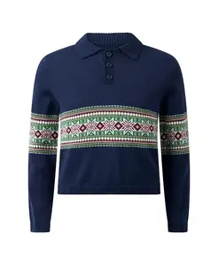 Детский свитер с воротником в стиле «фэр-айл» - для малышей и детей постарше. Rachel Riley, синий