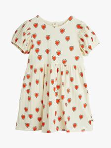 Детское платье с пышными рукавами в сердечках Mini Rodini, Off White