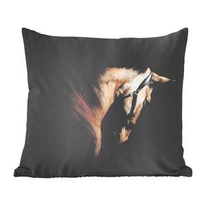 MuchoWow Декоративная подушка Диванная подушка Декоративная подушка для гостиной 60 x 60 см Лошади - Недоуздок - Черный - Чехол на подушку - Хлопчатобумажная ткань - Декоративные наволочки