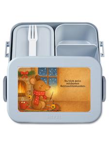 Mr. & Mrs. Panda Дизайн Bentobox Mouse на рождественскую тематику с надписью, пастельно-голубой цвет