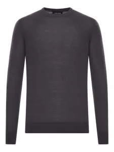 Шерстяной свитер с круглым вырезом GIORGIO ARMANI, серый