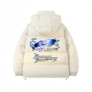 Пуховик Unisex с капюшоном утепленный HUANQIU, бежевый оранжевый