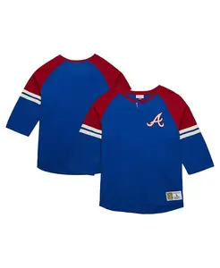 Мужская футболка с 3/4 рукавом Legendary Raglan Slub Henley из коллекции Cooperstown Atlanta Braves Mitchell & Ness