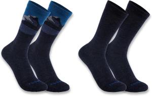 Носки Carhartt мужские Mountain Crew средней плотности SC9592M из смеси синтетической шерсти и шерсти, 2 пары, Asst01 Black