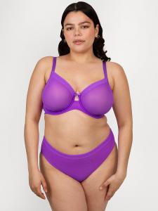 Трусики-Слипы из прозрачной сетки с высоким вырезом Curvy Couture, purple passion