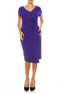 Фиолетовое платье-футляр с V-образным вырезом и короткими рукавами Connected Apparel