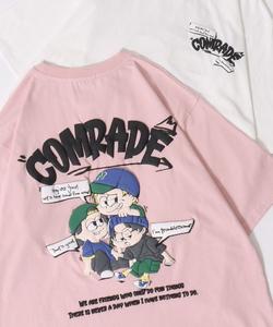 SITRY Футболка свободного кроя с коротким рукавом, светящимся и пенным принтом, Ghost & Boys, розовый