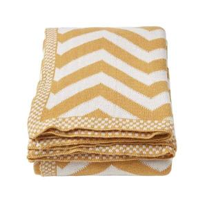 Покрывало Homescapes mit Chevron-Muster, 150x1x200 см цвет senfgelb und cremeweiß