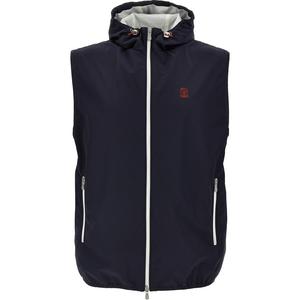 Вышитый логотипом жилет на молнии Brunello Cucinelli, синий