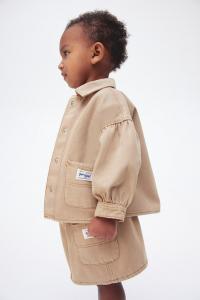 Хлопковая верхняя рубашка H&M, бежевый